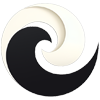 HigherTide logo - A wave reflecting ying yang